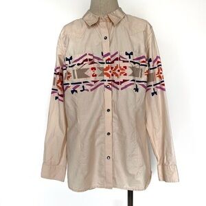 Wrangler Retro Peach Cream Aztec Snap Button Down Size XL